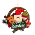 Grande couronne de Noël avec Père Noël, renne, bonhomme de neige et signe Merry Christmas - CX10036 Groupe de Pères Noël