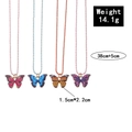 Colorful butterfly necklace set for best friends with vibrant beaded chains in four colors - A2856 (Four Color Bead Chain Butterfly Set)