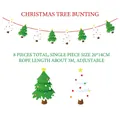 Christmas tree paper banner with 8 green and white flags and 3-meter red adjustable cord - Christmas Tree Banner