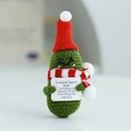 Handmade crochet Christmas pickle doll with red hat and emotional support card - Pickle with Santa Hat and Scarf