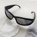 Kids trendy rectangle sunglasses with thick black frame and dark grey lenses - Black Frame Silver Mirror