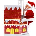 Electric Santa Claus climbing toy on red brick roof for Christmas gift and decor - Santa Climbing Chimney