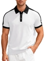 Polo da uomo bianca con colletto a contrasto nero e dettagli sulle spalle - S / Bianco