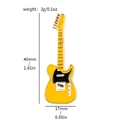 Gelbe E-Gitarren-Emaille-Anstecknadel mit Goldrand und Maßangaben in Millimetern - Gelbe Gitarre / Gelb