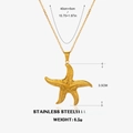 Collier avec pendentif étoile de mer dorée en acier inoxydable à finition mate - Collier étoile de mer doré
