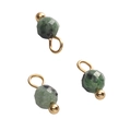 Faceted green epidote stone pendant with gold metal ring for DIY jewelry making - Ruby Zoisite (4mm)