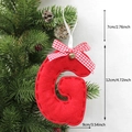 Red felt letter G Christmas ornament with plaid bow and bell for holiday tree decor - G-Bell