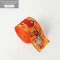 Nastro decorativo autunnale largo 6,3cm con motivi di camion rosso e zucca - Nastro zucca e camion giallo da 6,3cm
