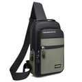 Borsa a tracolla in tessuto oxford verde militare e nero con tasche a cerniera multiple - Verde