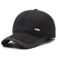 Berretto da baseball invernale da uomo con paraorecchie e calda fodera in pile nero - Regolabile / Nero