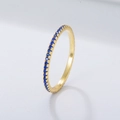 Macro shot of gold ring band featuring pavé-set blue zircons and S925 hallmark engraving - US 5 / Light Blue (114# Spinel)