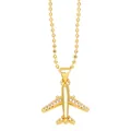 Collana hip hop con pendente aereo dorato e zirconi incastonati su catena a sfere lucida - Stile C