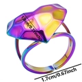 Detail view of rainbow heart ring with dimensions 1.8cm width and 1.7cm adjustable diameter - Colorful