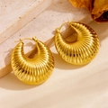 Dicke 18K vergoldete Edelstahl Croissant Creolen für Damen im Vintage Stil Schmuck - Croissant Stil (F714) / Gold
