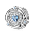 Charm cuore delfino in argento 925 con cristallo blu e zirconi per bracciale - Argento 925 / Cuore di Delfino