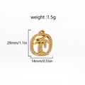 Golden oval coconut tree pendant dimensions showing 28mm height and 1.5g weight detail - Oval Palm Tree Pendant