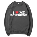Dark grey crewneck sweatshirt featuring white I Love My Boyfriend heart print - Dark Grey Slogan