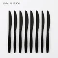 Set of eight black plastic party knives for pet theme events measuring 16.1 by 2.5 CM - Black Plastic Knives 10PCS