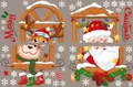 Christmas window stickers featuring Santa Claus and reindeer for festive wall decoration - 60cm*90cm