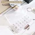Caja de almacenamiento de joyas transparente de 21 compartimentos para anillos 23x13x3cm - Transparent White (AQ87) / 21 cuadrículas / Transparente