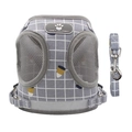 Gray checkered dog harness with ice cream pattern and breathable mesh lining - XS / Upgraded Plaid Grey