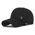 Winter thermal baseball cap in black with ear flaps and silver metallic logo - Adjustable / Black