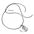 Adjustable black cord necklace with large silver polished teardrop pendant 39mm x 22mm - Large Waterdrop Style (PDD876)