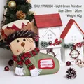 Botte de Noël sac cadeau avec motif renne et écharpe rouge en toile de jute verte - 17m035C Renne Vert Clair