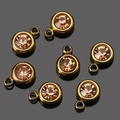 Champagne crystal birthstone charms in 6mm gold plated titanium steel for DIY jewelry - Gold - Champagne