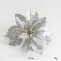Glittery 27cm silver artificial poinsettia flower for Christmas tree and wreath decor - Silver