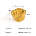 Lava irregular stainless steel open ring with PVD 18K gold plating and sizing details - Gold Irregular Textured Style (SR020110) / Gold
