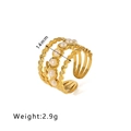 Vintage style 18k gold plated stainless steel multi-layer ring with white pearls - Multi-layer Pearl Hollow Style (HF-J1465)