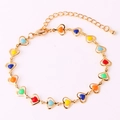 Colorful enamel heart link bracelet in gold finish with adjustable extender chain - 18K Gold / Multicolor Bracelet II