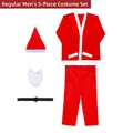 Vestito da Babbo Natale 5 pezzi da uomo in tessuto non tessuto rosso con bordo e cintura - Set Uomo 5 Pezzi Standard (Tessuto non Tessuto)