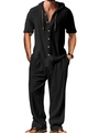 Ensemble décontracté noir pour homme avec chemise à capuche à manches courtes et pantalon - S / Noir