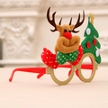 Montatura per occhiali natalizi con glitter dorati, renna di peluche e albero verde - Design Renna / Rosso/Oro/Verde