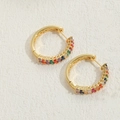 Orecchini a cerchio placcati oro 14K con zirconi multicolore dal taglio quadrato classico - Stile Zirconia Multicolore Grande (ES2223) / Grande Multicolore (ES2223)