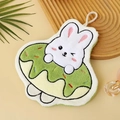 Cute white bunny and green donut coral fleece hanging hand towel for kitchen - Rabbit Donut Green