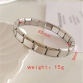 Bracciale elastico modulare in acciaio inossidabile argento, larghezza 9mm e 60mm - J001-1 Argento Modulare