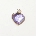 Lavender heart-shaped crystal charm with gold bezel for DIY jewelry making - Gold-June