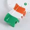 Three-color striped claw clip with glossy green, white and orange panels for women - Irish Flag Color Hair Claw