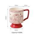 Vintage ceramic coffee mug with red rose pattern and 430ml capacity on white background - Red Rose (Boxed)