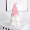 Gnomo nordico in velluto rosa con lunga barba bianca e decorazione con nastro dorato - Cappello Rosa Piccolo