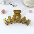 Olive green matte wavy hair claw clip made of resin for elegant back of head styling - Tea Yellow