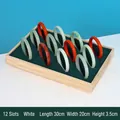 Light wood jewelry tray with 12 slots and dark green velvet lining 30x20x3.5cm - Dark Green