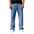 Jeans da uomo in denim tencel vestibilità dritta e rilassata colore blu chiaro - S / Blu scuro