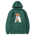 Felpa con cappuccio Halloween verde scuro con stampa fantasma e tasca a marsupio - Verde Scuro