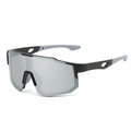 Fashionable outdoor cycling sunglasses with black matte frame and silver mirrored lens - Black Frame Silver Mirror