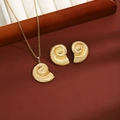 Golden sea shell jewelry set including a spiral necklace and matching earrings - Spiral Shell Style (E5708-7)