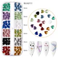 Strass per nail art a forma di cuore da 6mm in set con custodia a 12 scomparti - Strass Colorati a Forma di Cuore (12G-564)